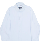 TOMMY HILFIGER Slim Fit Mens Plain Shirt Blue Long Sleeve M