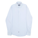 TOMMY HILFIGER Slim Fit Mens Plain Shirt Blue Long Sleeve M