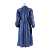Womens A-Line Dress Purple Striped Long Sleeve Long M