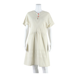 Womens Day Dress Beige 90s Short Sleeve Midi M