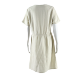 Womens Day Dress Beige 90s Short Sleeve Midi M