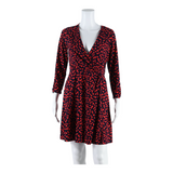 OASIS Love Heart Womens Wrap Dress Blue Long Sleeve Midi S