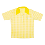 Vintage 1/4 Zip Mens Polo Shirt Yellow 90s Check Short Sleeve S