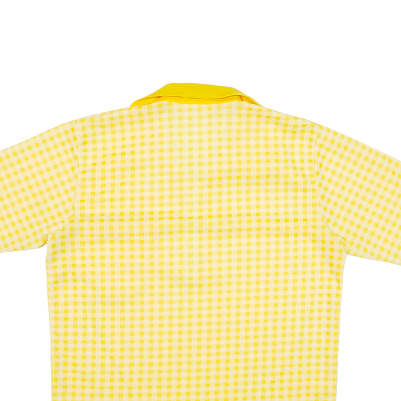 Vintage 1/4 Zip Mens Polo Shirt Yellow 90s Check Short Sleeve S