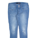 HOLLISTER Crop Distressed Womens Jeans Blue Slim Skinny Stone Wash W26 L26