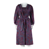 ESCO SPECIAL Womens A-Line Dress Purple 90s Paisley Midi L