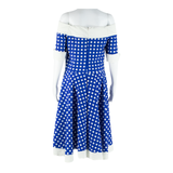 Womens Skater Dress Blue Polka Dot Short Sleeve Midi M