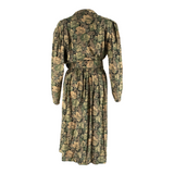 RICHARDS Womens Pencil Dress Black 90s Floral Long Sleeve Midi S