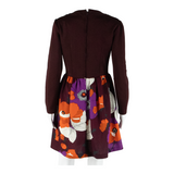 Womens Skater Dress Maroon Floral Long Sleeve Knee Length S