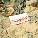 RICHARDS Womens Pencil Dress Black 90s Floral Long Sleeve Midi S