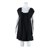 LADY AVENUE Womens Shift Dress Black Silk Geometric Sleeveless Short S