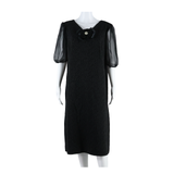 BOHLY MULHOUSE Glitter Lace Womens Shift Dress Black 90s Paisley Long L