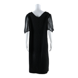 BOHLY MULHOUSE Glitter Lace Womens Shift Dress Black 90s Paisley Long L