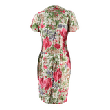 HEMMES Womens Day Dress Cream Floral Short Sleeve Knee Length S