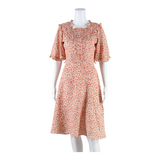 Womens A-Line Dress Pink Floral Short Sleeve Long S