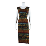 JUST IN THYME Zebras Womens Shift Dress Green Sleeveless Long L