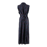 ROBBIE BEE Collared Womens Maxi Dress Black Floral Sleeveless Long M