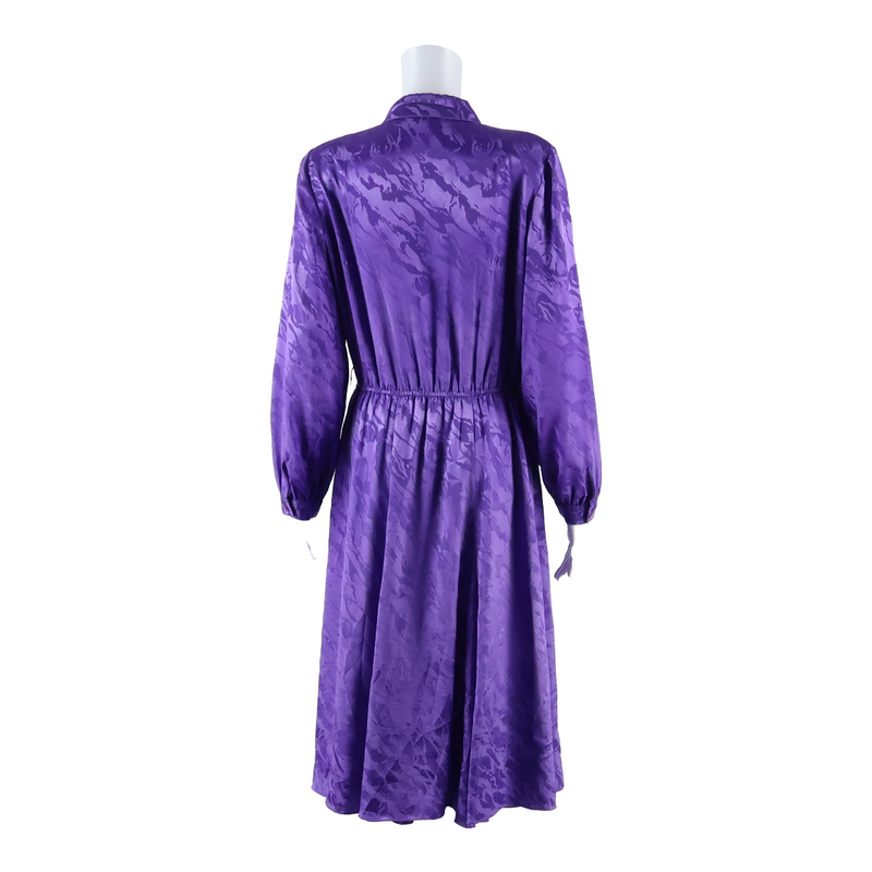 MELISSA PETITES Collared Womens A-Line Dress Purple Crazy Pattern Long M