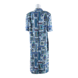 MARKWALD Collared Womens Shirt Dress Blue Geometric Short Sleeve Long UK 12