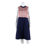 JORA MODELL Womens A-Line Dress Blue Check Sleeveless Knee Length S