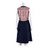 JORA MODELL Womens A-Line Dress Blue Check Sleeveless Knee Length S