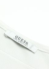 GUESS Lace Trim Womens Pencil Dress White Striped Sleeveless Knee Length S