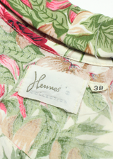 HEMMES Womens Day Dress Cream Floral Short Sleeve Knee Length S