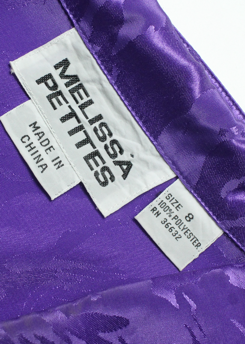 MELISSA PETITES Collared Womens A-Line Dress Purple Crazy Pattern Long M