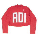 ADIDAS Cropped Womens Sweatshirt Red High Neck UK 8