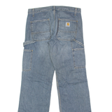 CARHARTT Cuffed Carpenter Mens Jeans Blue Regular Tapered W31 L30