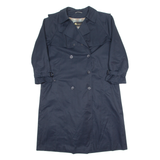 CLAUDE HARVEY Womens Trench Coat Blue 90s M