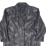 Womens Trench Coat Black Leather 90s L