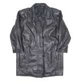 Womens Trench Coat Black Leather 90s L