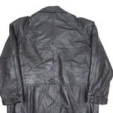 Womens Trench Coat Black Leather 90s L
