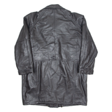 Womens Trench Coat Black Leather 90s L