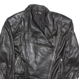 GUS HUTTEN Womens Biker Jacket Black Faux Leather 90s UK 12