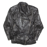 GUS HUTTEN Womens Biker Jacket Black Faux Leather 90s UK 12