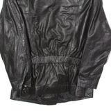 GUS HUTTEN Womens Biker Jacket Black Faux Leather 90s UK 12