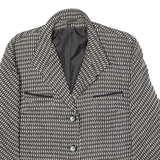 Womens Blazer Jacket Black Knit Wool 90s Diamond UK 14
