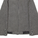 Womens Blazer Jacket Black Knit Wool 90s Diamond UK 14