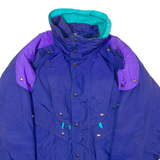 UP DOWN Mens Puffer Jacket Purple Nylon 90s Colourblock M