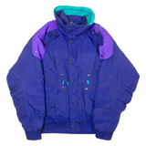 UP DOWN Mens Puffer Jacket Purple Nylon 90s Colourblock M