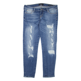 GUESS Distressed Ultra Low Womens Jeans Blue Regular Skinny Stone Wash W30 L28