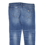 GUESS Distressed Ultra Low Womens Jeans Blue Regular Skinny Stone Wash W30 L28