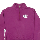 CHAMPION Womens Sweatshirt Pink 1/4 Zip S