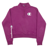 CHAMPION Womens Sweatshirt Pink 1/4 Zip S