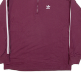 ADIDAS Womens Sweatshirt Maroon 1/4 Zip UK 8