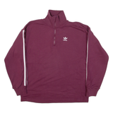 ADIDAS Womens Sweatshirt Maroon 1/4 Zip UK 8