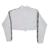 ADIDAS Cropped Womens Sweatshirt Grey 1/4 Zip UK 6