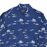 WOOLRICH Mens Shirt Blue Crazy Pattern Long Sleeve L